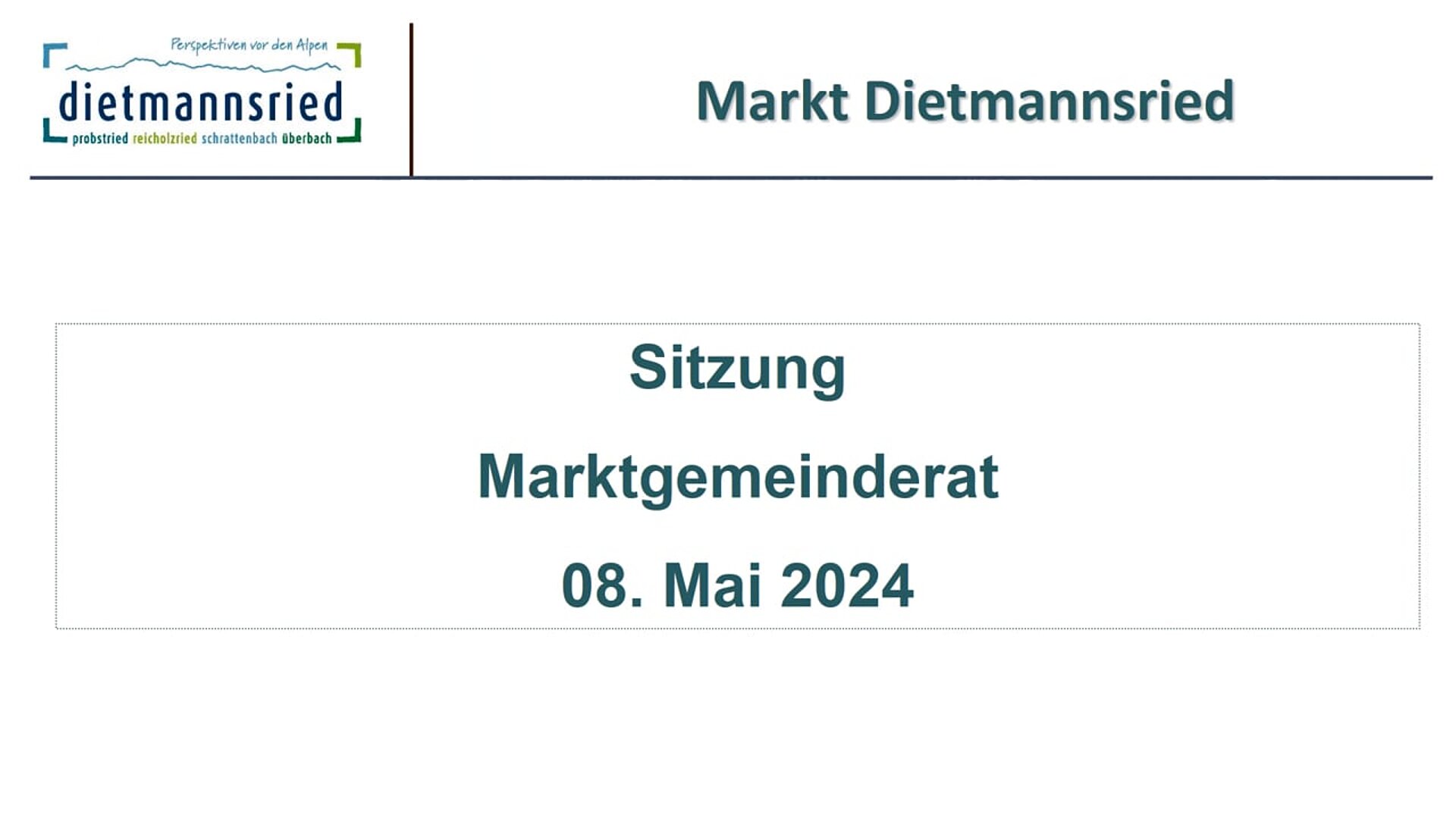 Sitzung Marktgemeinderat 08.05.2024