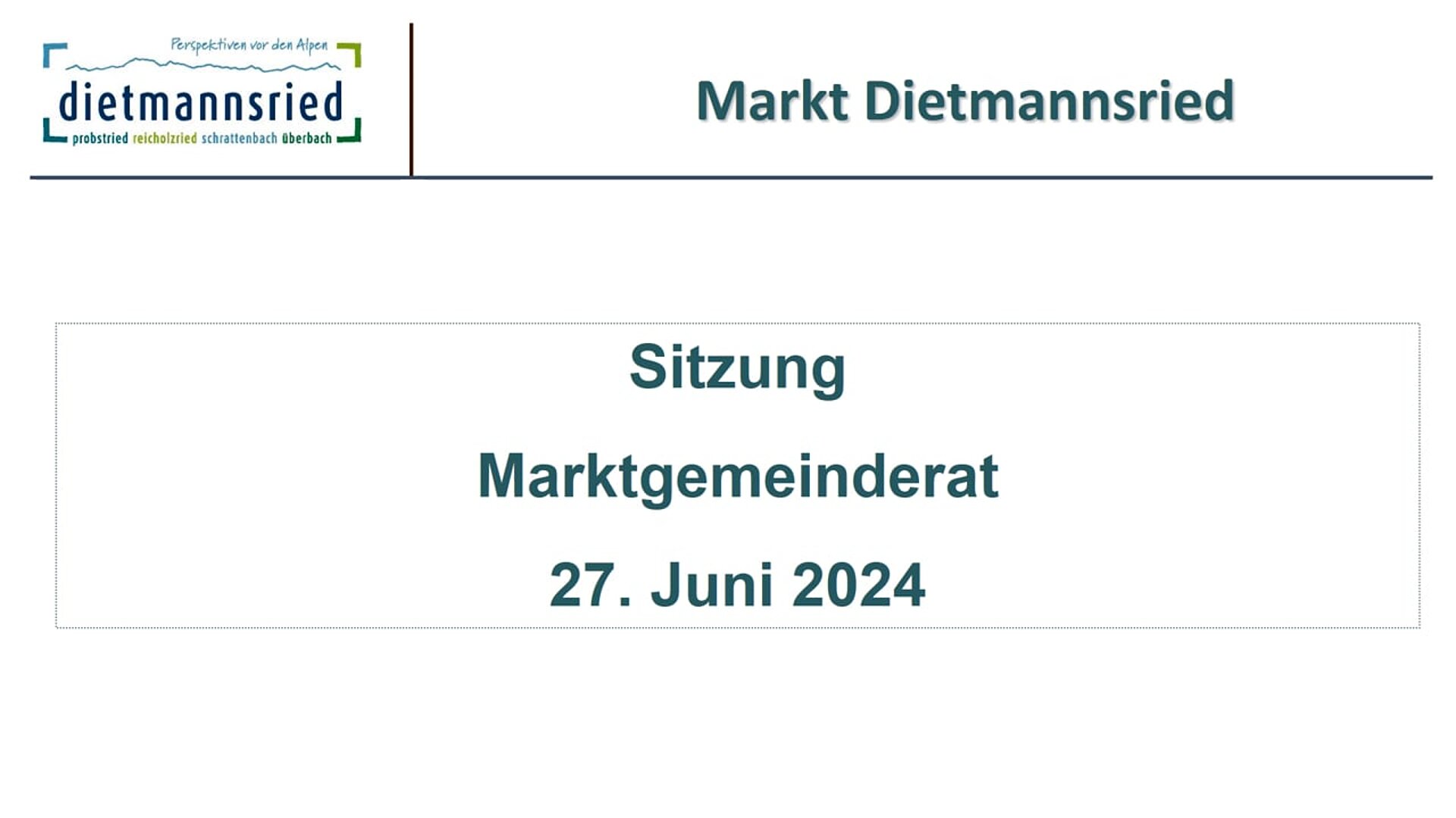 Sitzung Marktgemeinderat vom 27. Juni 2024